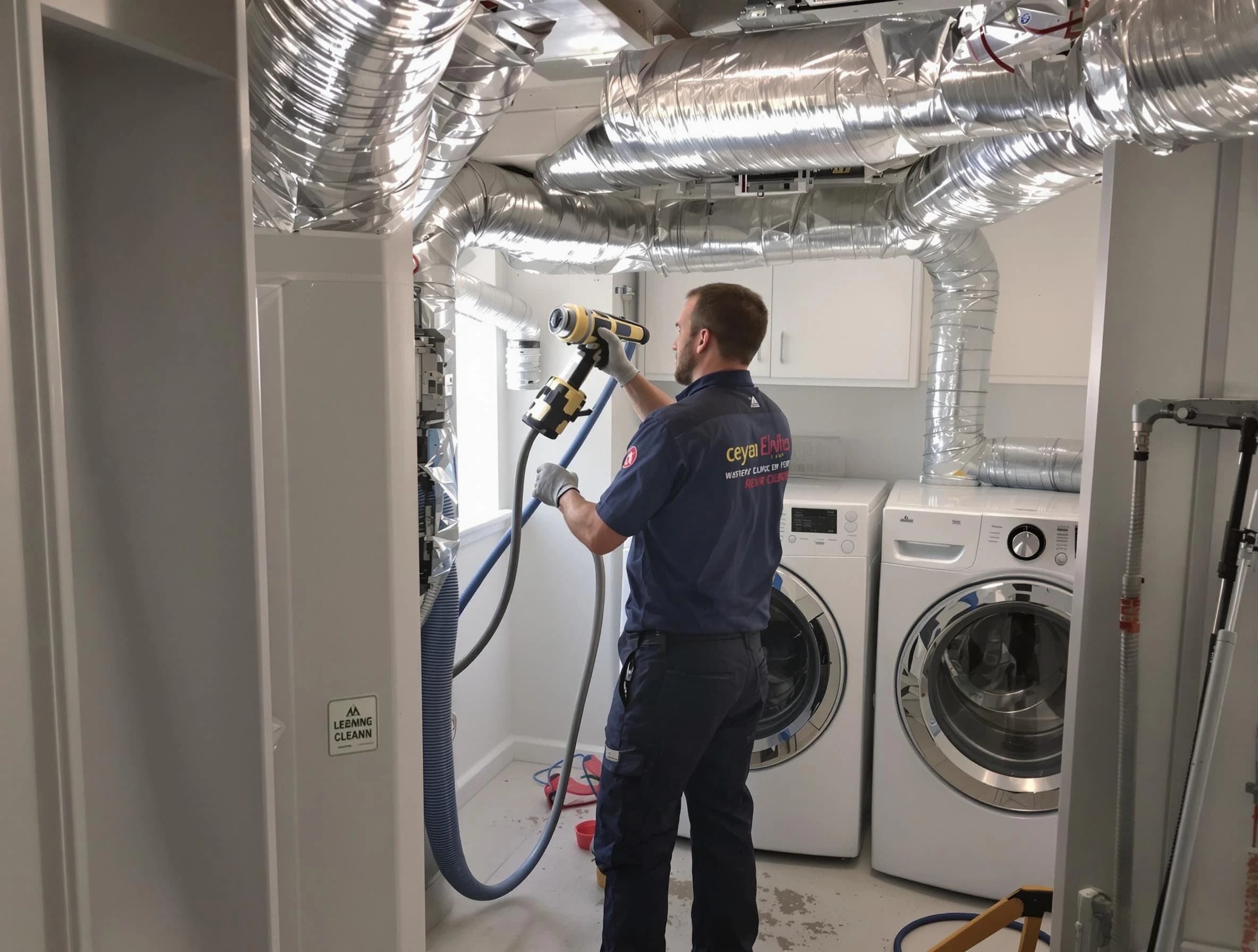 Santaquin Dryer Vent Cleaning specialist using advanced equipment for thorough duct cleaning in Santaquin