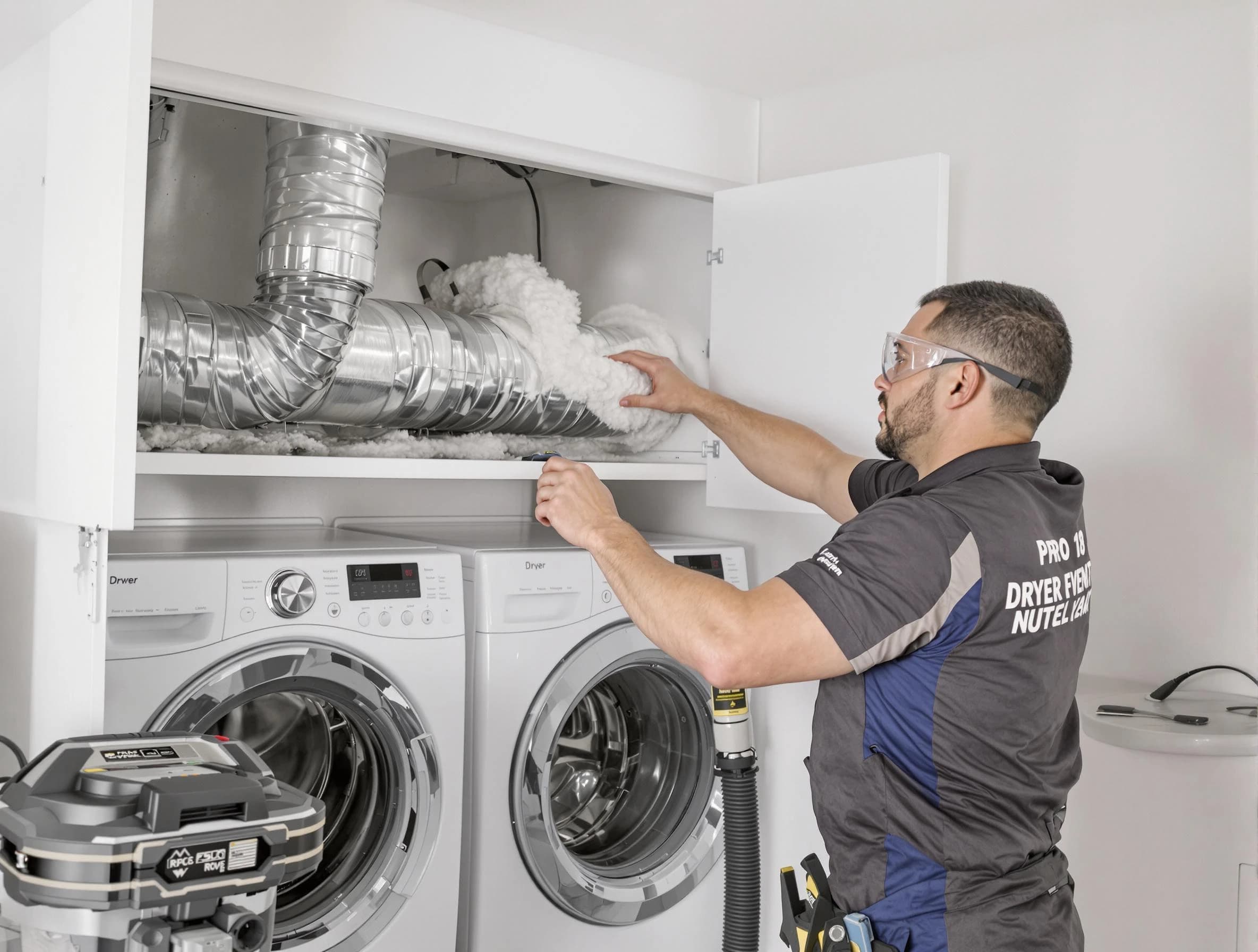Santaquin Dryer Vent Cleaning certified technician performing specialized gas dryer vent cleaning in Santaquin
